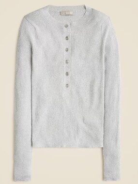J. Crew Silver Lurex Crewneck Henley (XL) - NWT